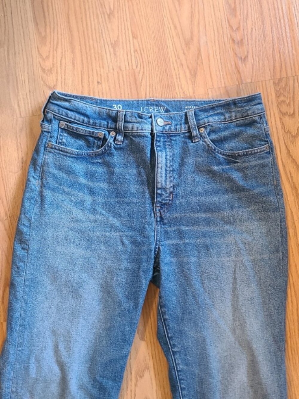 J. CREW NIPPED STRAIGHT HIGH RISE SEMI-STRETCH JEANS MEDIUM WASH FAIR TRADE 30 - Picture 3 of 8